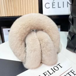 Ear Muffs Soft Plush Earmuffs For Women Winter EarWarmers Furry Real Rex Rabbit Ear Covers Foldable Warm Earflaps Men Women Ear Protection 231214