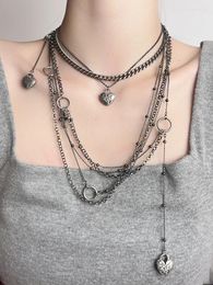 Chains Y2K Accessories Subculture Punk Style Heart Pendant Necklace For Women Fashion Designs Collarbone Chain Handmade 2023 Trendy