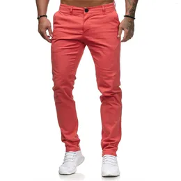 Men's Pants Spring And Summer Solid Colour Casual Long Fashion Slim Large Size Versatile Mid Waist Pockets Trousers