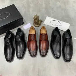 10style 2024 Men Dress Italian Leather Shoe Slip On Fashion Genuine Leather Luxury Designer Loafers Wedding Pointed Toe Black Formal Oxford Shoes Size 38-45