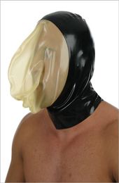 Wholesale-Special er Latex Rubber Fetish Mask Latex Hood Back Zipped S-XL Black With Transparent Face4339224