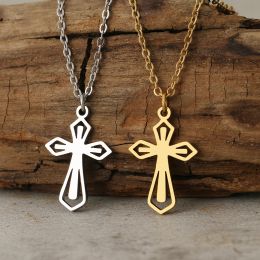 14k Gold Jewellery Necklace Cross Pendant Necklace for Women collares Crucifix Christianity Jesus Necklace Chains Collar