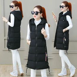 Women's Vests 2023 Winter Jacket Long Parkas Sleeveless Vest For Women Hooded Coat Cotton Padded Puffer Korean Version Slim Outwear