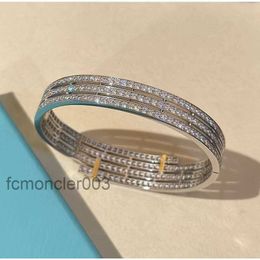 High Quality S925 Sterling Silver Home e Series Four Row Diamond Bracelet Full High End Grand Fashion Style Light Luxury and Versatile J6NR