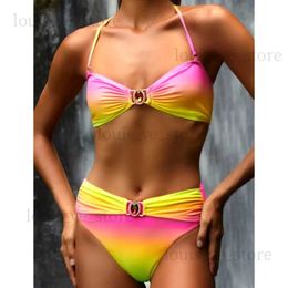 Women's Swimwear Sexy Gradient Bikinis Swimsuit With Rhinestones Women's Swimwear Female Push Up Bikini Beach Swimming Bathing Suit Bather 2023 T231215