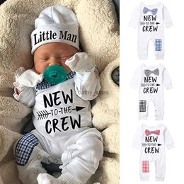 Rompers 2PCS Newborn Baby Boys Clothes Cotton Long Sleeve Romper+Hat Jumpsuit Outfits Clothes Long Pants Baby Warm Autumn Winter OutfitsL231114