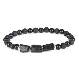 Natural Rough Black Tourmaline Healing Stone Bead Combo 6mm Matte Onyx Lava Energy Customised Energy Bracelet For Man Women271A