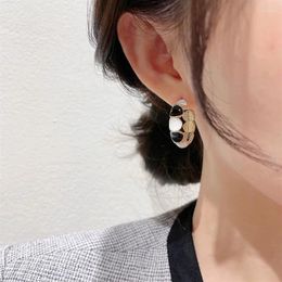 Hoop Earrings Fashion Black And White Circle Earring For Women Girl Dropped Glaze Heart Round Party C-shape Jewelry Gifts