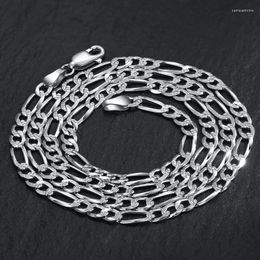 Chains Real 925 Sterling Silver Necklace For Men 4mm Width Solid Figaro LInk Hiphop/Rock Style 18-22inch Length