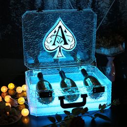 Rock Ace of Spade LED Briefcase Champagne Box 3 Bottle Cocktail Wine Box Whisky Carrier Case