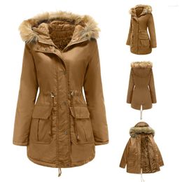 Women's Trench Coats Women Plus Size Coat Velvet Padded Jacket With Hooded Fur Collar Fashion Parkas Wadded Overcoat 2023 Winter