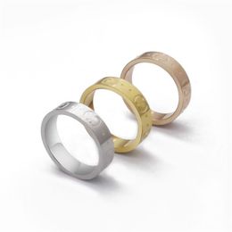 Couple Rings designer love for womens mens wedding luxury engagement G letter plaid ring Titanium steel striped couple ring301e