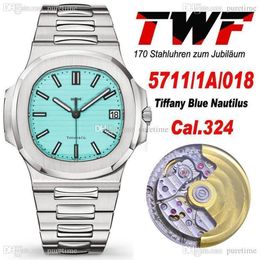 TWF 5711 1A 018 Cal A324 Automatic Mens Watch 170 Anniversary Limited Edition Tiffan9 Blue Textured Dial Stainless Steel Bracelet 208Z