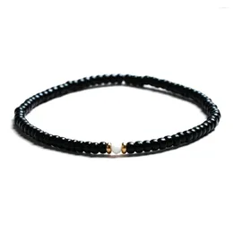 Charm Bracelets Black Retro For Women Gift Glass Beads Dainty Bracelet Simple 3mm Thin Pulseras Femme Fashion Jewelry