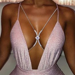 Other Fashion Accessories Stonefans Rhinestone Eye Chest Bracket Bra Chain Bo Jewellery Festival Clothing Women Bikini Bo Chain Harness Rave AccessoriesL231215