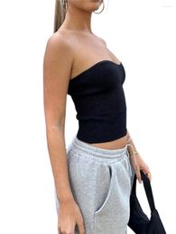Women's Tanks Women S Solid Colour Knitted Tube Tops Stylish Strapless Sweater Bandeau For Slim Fit Streetwear Shirts