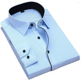 Men's Dress Shirts Mens Clothing Casual Long Sleeve Stretch Shirt Wrinkle-Free Regular Fit Button Down Business Formal