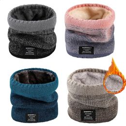 Scarves Winter Scarf For Men Fleece Ring Bandana Knitted Warm Solid Women Neck Warmer Thick Cashmere Handkerchief Ski Mask 231214