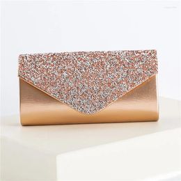 Evening Bags Simple Gold Silver Colour Sequin Clutches For Women Fashion Chain Shoulder Crossbody Dinner Party Ladies Bag Handbag