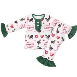 Clothing Sets RTS Boutique Girl Long Sleeve Pyjamas Outfits Printed Duck Love Heart Baby Set