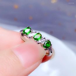 Cluster Rings Natural Chrome Diopside Ring For Women Anniversary Gift 3 4mm Green Gemstone Fine Jewelry Real 925 Soild Sterling Silver
