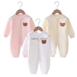 Rompers 2023 Autumn Baby Romper Solid Colour Bear Jumpsuit Cotton Spring Newborn One-Pieces Clothing for Boys Girls Infant Onesie 0-18ML231114