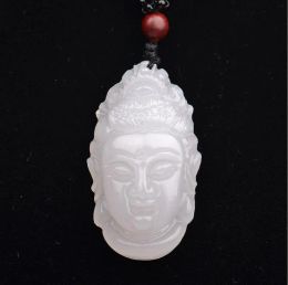 Xinjiang white jade Buddha head pendant natural authentic Afghanistan Baiyu Guanyin head jade pendant pendant 256aaa