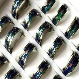 whole 30Pcs 8mm band silver Mood color change emotion 316L stainless steel rings jewelry finger ring men women rings247E