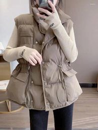 Women's Vests Winter Vest Women Waistcoat Jacket Sleeveless Coat Elastic Waist For Female Casual Loose Warm Outwear