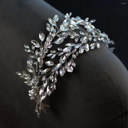 Hair Clips HP122 Exquisite Wedding Bridal Headband Alloy Leaves Clear Crystal Bridesmaid Hairwear Women Pageant Prom Headpiece