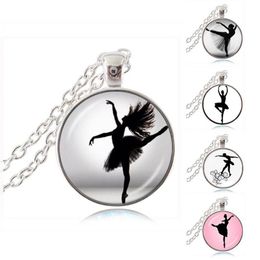 Dancing Ballerina Dancer Necklace Ballet Dance Girl Po Pendant Cabochon Dome Fashion Jewellery for Woman Sweater Chain Necklace335n