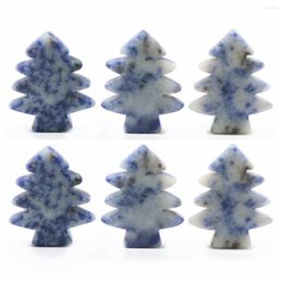 Choker 6PCS Sodalite Sisal Mini Pine Tree For DIY Crafts Christmas Home Table Top Decor Winter Ornaments Spiritual Pendant