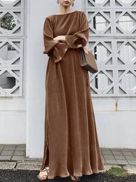 Ethnic Clothing Solid Abayas For Women Simple Style Fashion Long Dress Muslim Musulmane Dubai Abaya Turkey Islam Arabic Robe