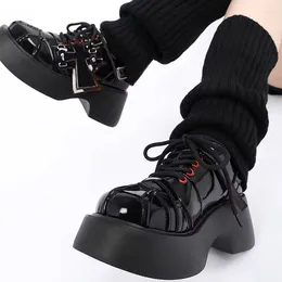 Dress Shoes Women Mary Janes Fashion Modern Platform Hoof Heels Chunky Girl Lolita Black Punk Female Comfortable High Quality