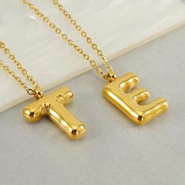 Pendant Necklaces 26 Alphabet Initial Letter Necklace For Women Stainless Steel Gold Plated Bubble Gifts Jewellery