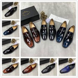 10Model Brand New Retro Men Designer Dress Shoes Brogue Style Party Leather Formal Shoes Wedding Shoes Male Flats Leather Oxfords Slip on Luxury Loafers 38-45