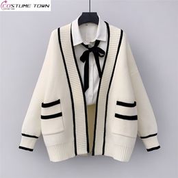 Women's Knits Tees 2023 Spring and Autumn Korean Version Loose Mid Length Pocket Academy Style Fashion Sweater Cardigan Coat Knit 231214