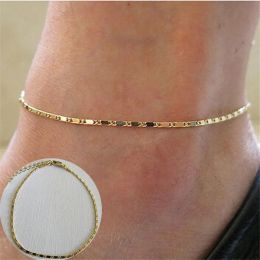 Simple Woman Anklets Casual/Sporty 14K Gold Chain Women Ankle Bracelet Jewelry