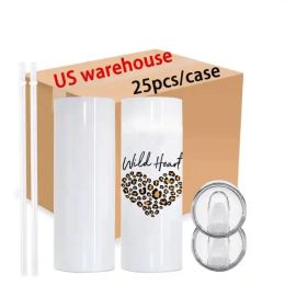US Stock 20oz New Stainless Steel Tumblers Sublimation Water Bottle Car Cup Handle Cold Beer Glass Car Mugs Travel Kettle Outdoor g1215
