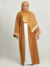 Ethnic Clothing Fashion Opened Kimono Muslim Abaya Peignoir Dubai Islamic Abayas Prayer Service With Belt Wy958