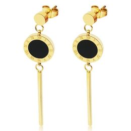 Stud 3 Colours Fashion Tassel Roman Numerals Long Section Shell Earrings Jewellery For Women The Gift K301-13026