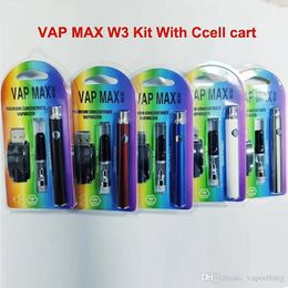 VAP MAX 350MAH preheat battery pole plastic packaging 510thread with 0.5ml glass cartridge