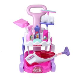 Tools Workshop Pretend Play Toy Simulation Vacuum Cleaner Cart Cleaning Dust Baby Kids House Doll Accessories for Girl Gift 231215