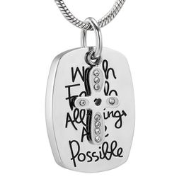 IJD10321 Stainless Steel Cremation Memorial Necklace Ashes Urn Souvenir Keepsake Pendant Men and Women Jewelry296i