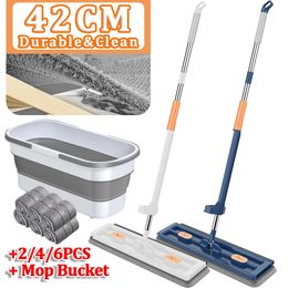 Mops Enlarged Floor Mop With Bucket Hand Washing Free Lazy Squeeze Household Automatic Dehydration Magic Flat Cleaning 231215