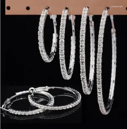 Hoop Earrings 1 Pair Big White Rhinestone Circle Basketball Jewelry Package Women Elegant