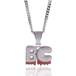 Hip Hop Jewellery Iced Out Custom Name White Drip Letters Chain Necklaces & Pendant with Rope Chain266S