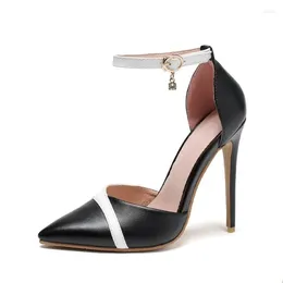 Sandals Elegant Women Stiletto High Heel Pumps Pointed Toe Gladiator Ankle Buckle Office Party Wedding Shoes Big Size 50 1320-3