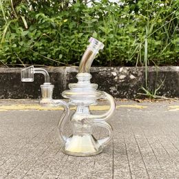 Recycler dab rig rainbow heady glass oil rig glow green colorful glass water pipes mini water bongs bubbler with 14mm quartz banger 12 LL