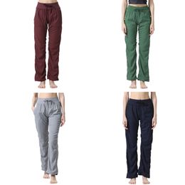 Lu-f Women Dance Studio Pants Wrinkle Resistant Travel Pant Yoga Pockets Ladies Quickly Dry Drawstring Running Trousers Dance Jogger Outfit